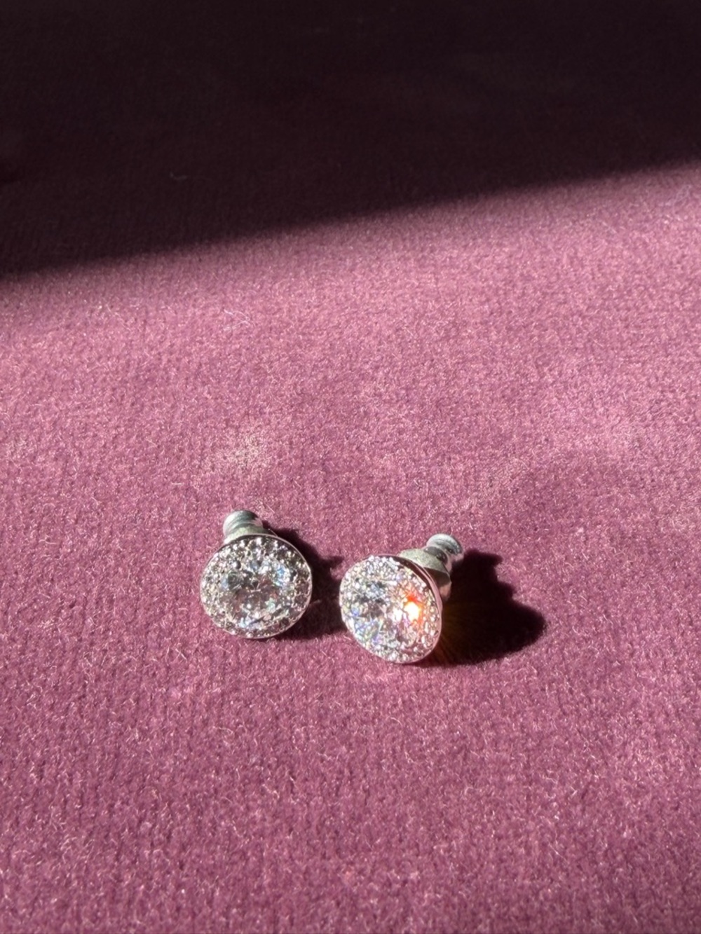 Silver Halo Cubic Zirconia Stud Earrings - Clear